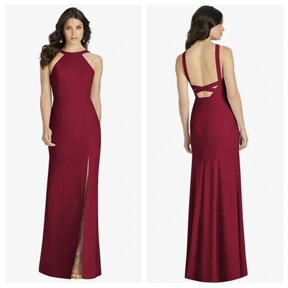 Dessy Collection Burgundy Wedding Dress - Picture 1 of 14